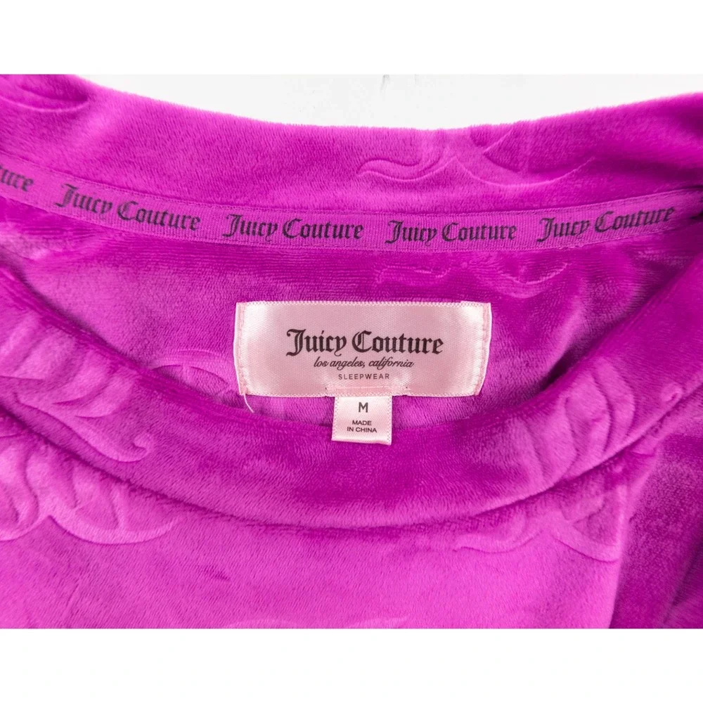 Juicy Couture Top Womens Medium Pink Sleepwear Velour Long Sleeve Lounge Ladies